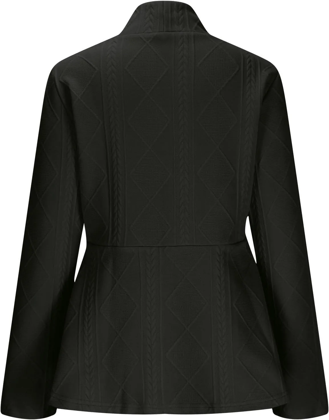 Blazer for Women Fashion Textured Ruffle Hem Blazer Long Sleeve V-Neck Single Button Shawl Collar Outerwear
