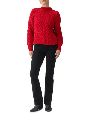 Cable Mock Neck Sweater - Mars Red