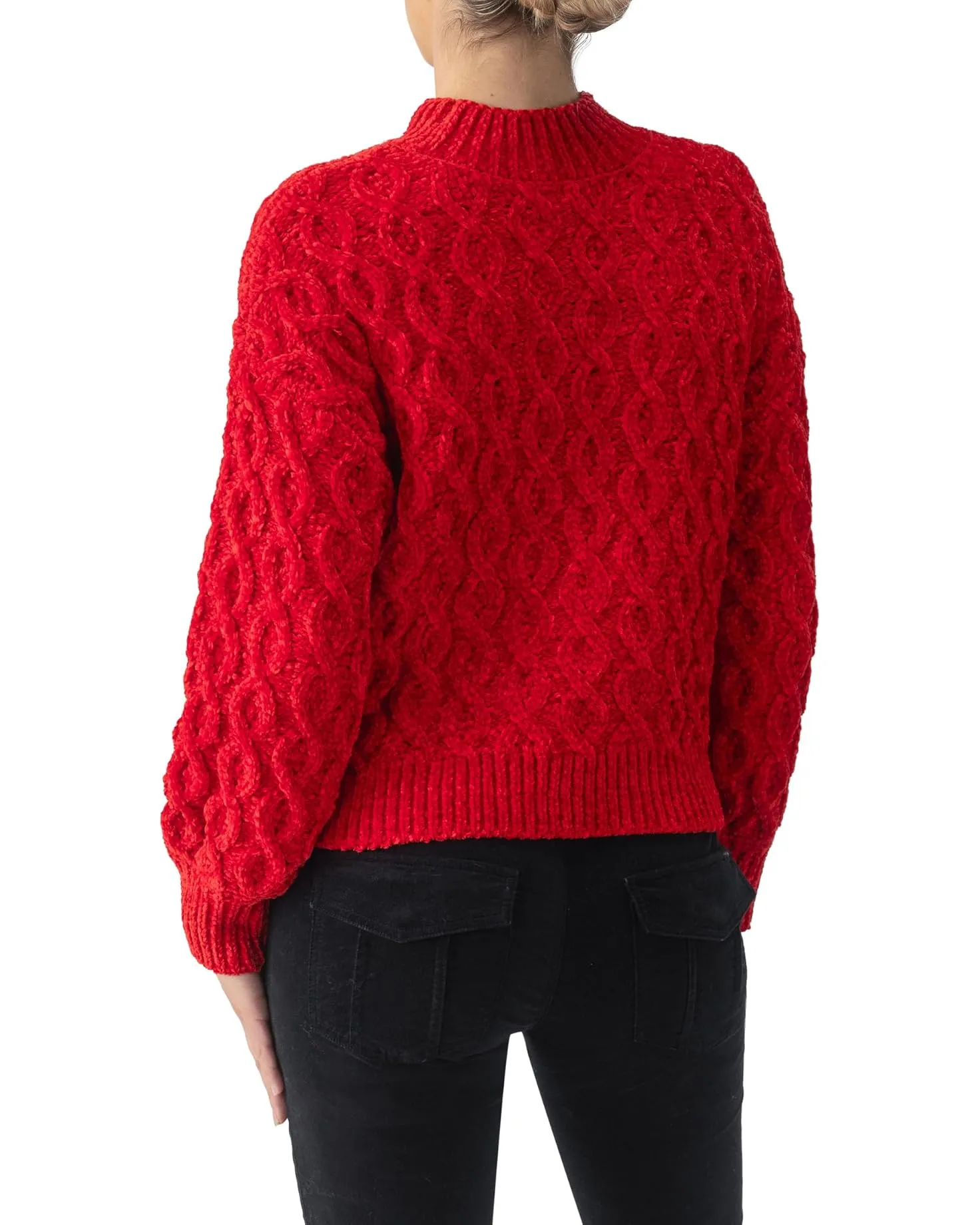 Cable Mock Neck Sweater - Mars Red