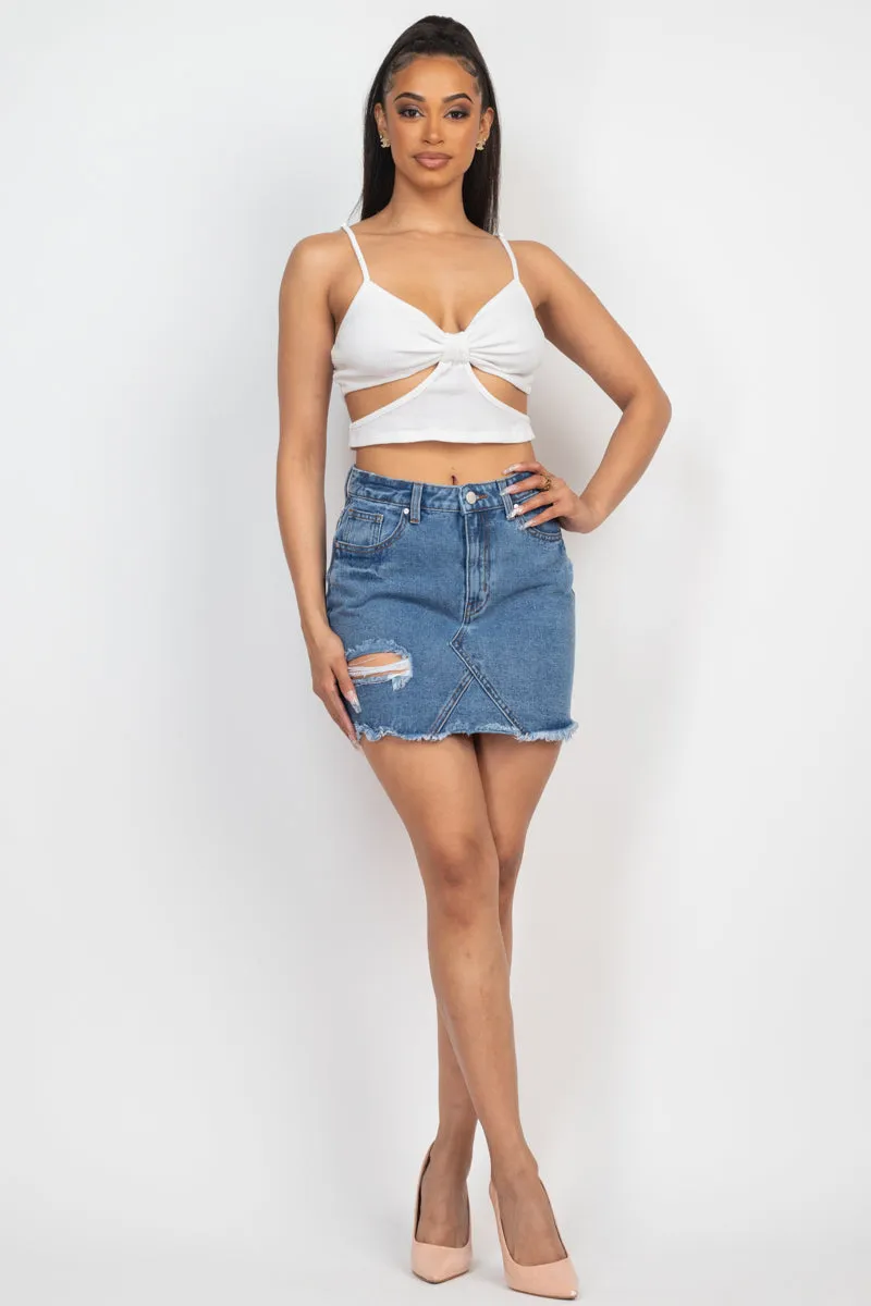 Distressed Denim Skirt