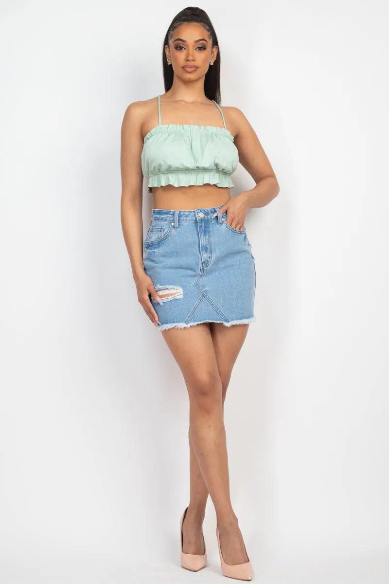 Distressed Denim Skirt