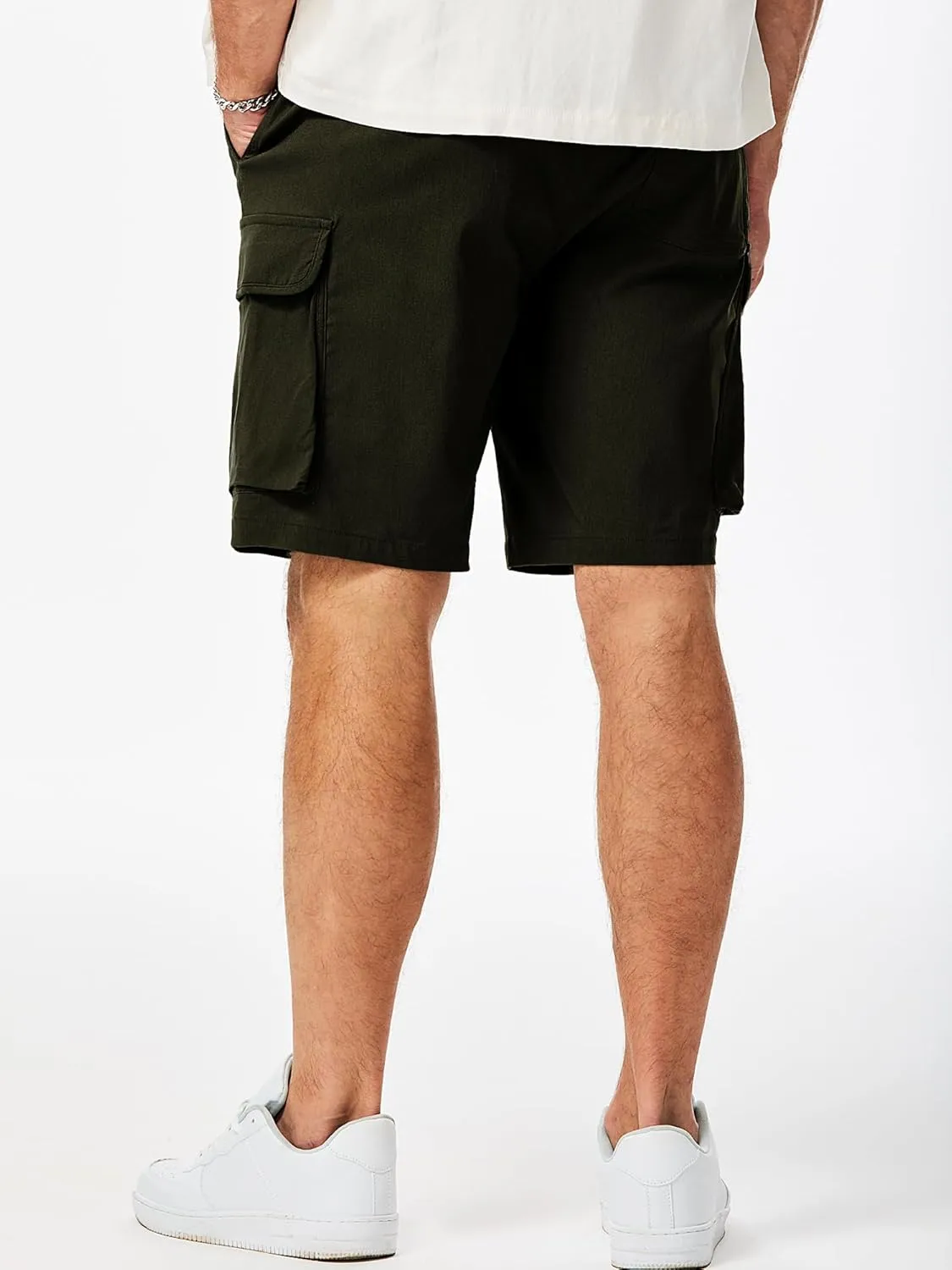 JMIERR Men's Stretch Cargo Shorts Casual Drawstring Classic Relaxed Fit Summer Short with Multi Pockets