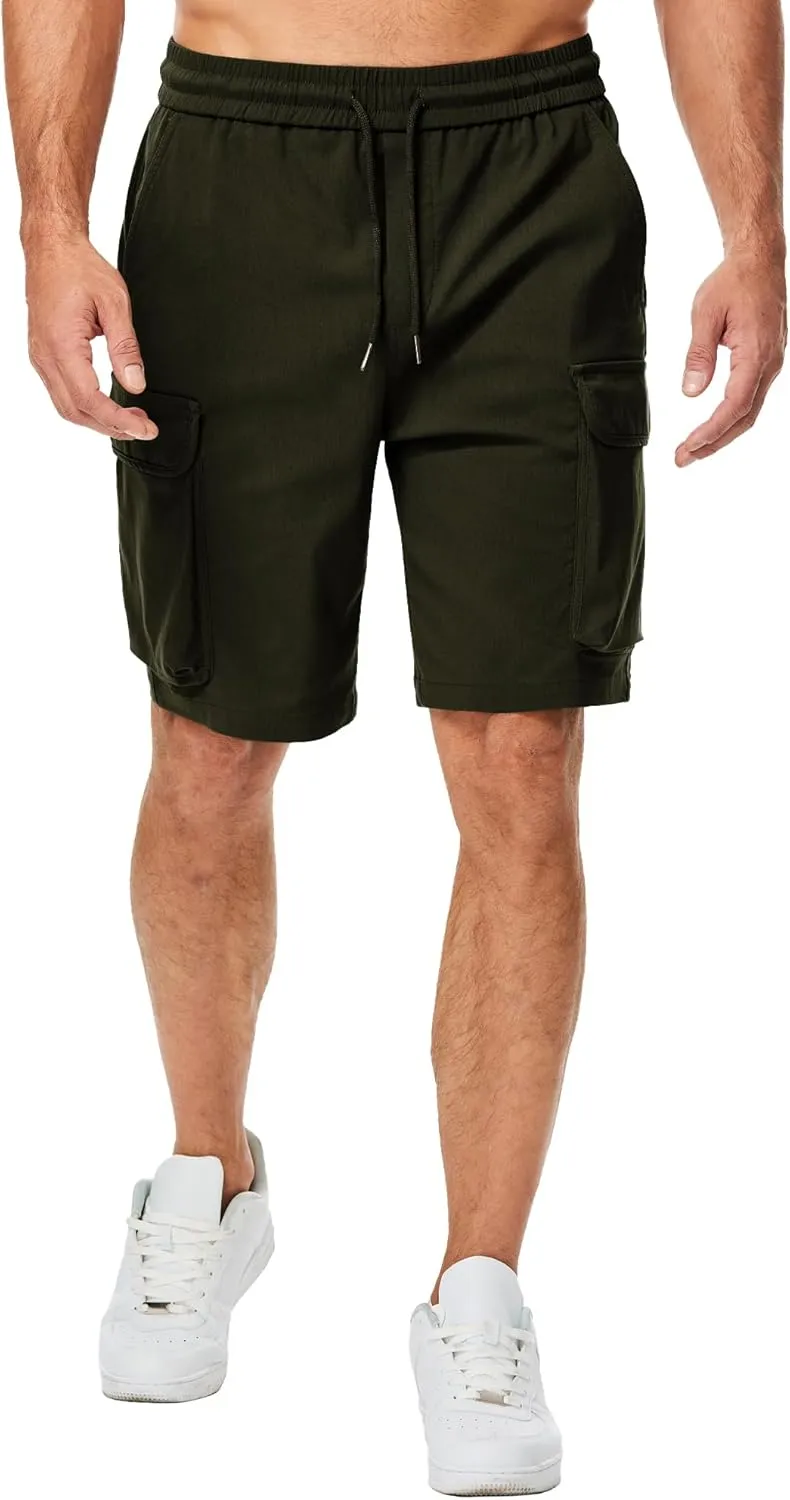 JMIERR Men's Stretch Cargo Shorts Casual Drawstring Classic Relaxed Fit Summer Short with Multi Pockets