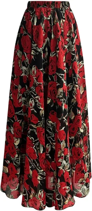Verdusa Women's Leopard Print Skirt Y2k Goth High Waist Ruffled Pleated Flowy Long Skirts