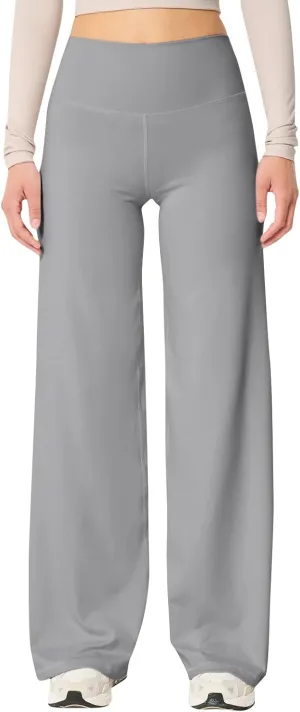 Wide Leg Yoga Pants for Women High Waisted Stretchy Tummy Control Leggings Baggy Athletic Lounge Pants with Pockets
