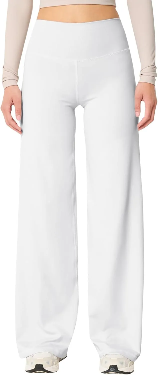 Wide Leg Yoga Pants for Women High Waisted Stretchy Tummy Control Leggings Baggy Athletic Lounge Pants with Pockets