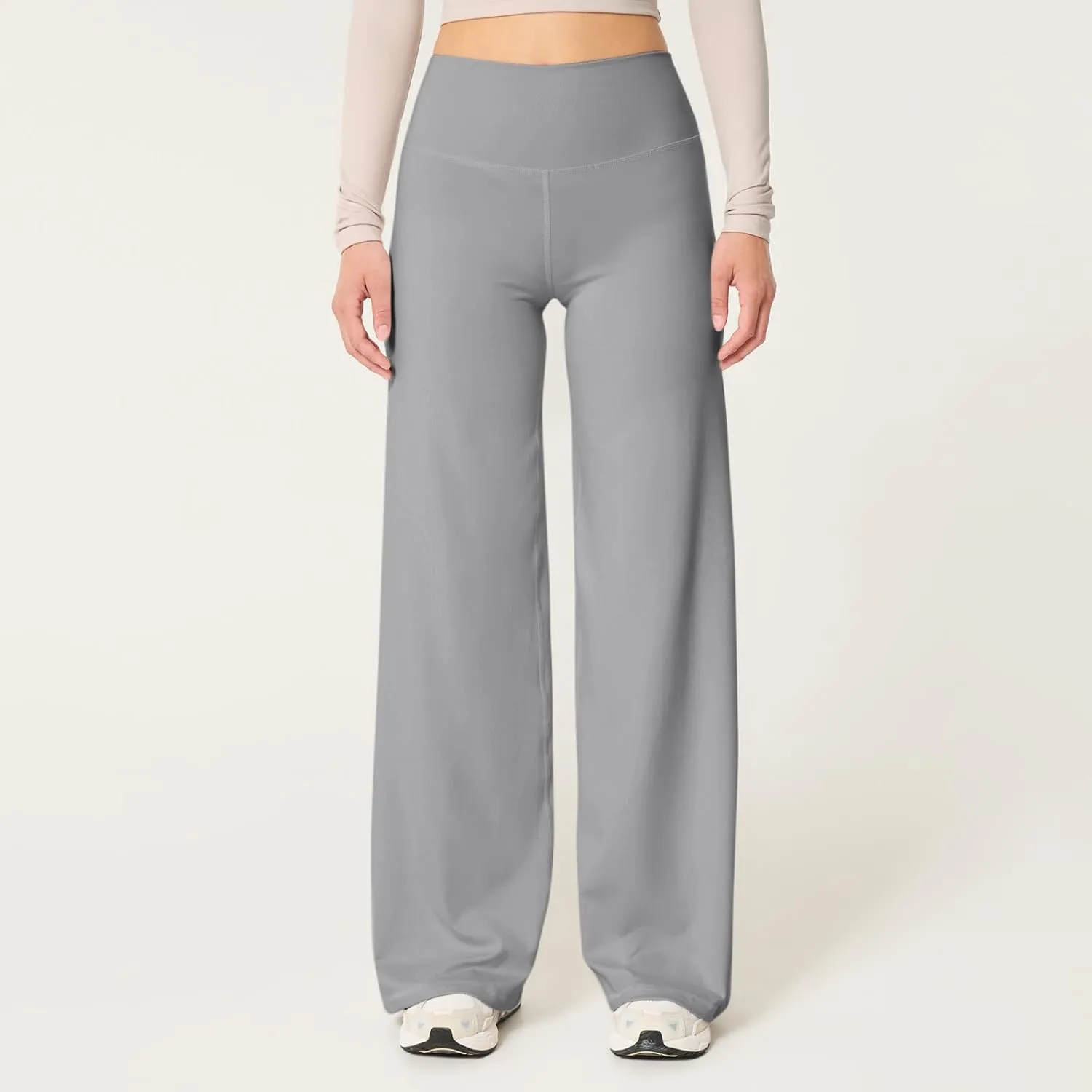 Wide Leg Yoga Pants for Women High Waisted Stretchy Tummy Control Leggings Baggy Athletic Lounge Pants with Pockets
