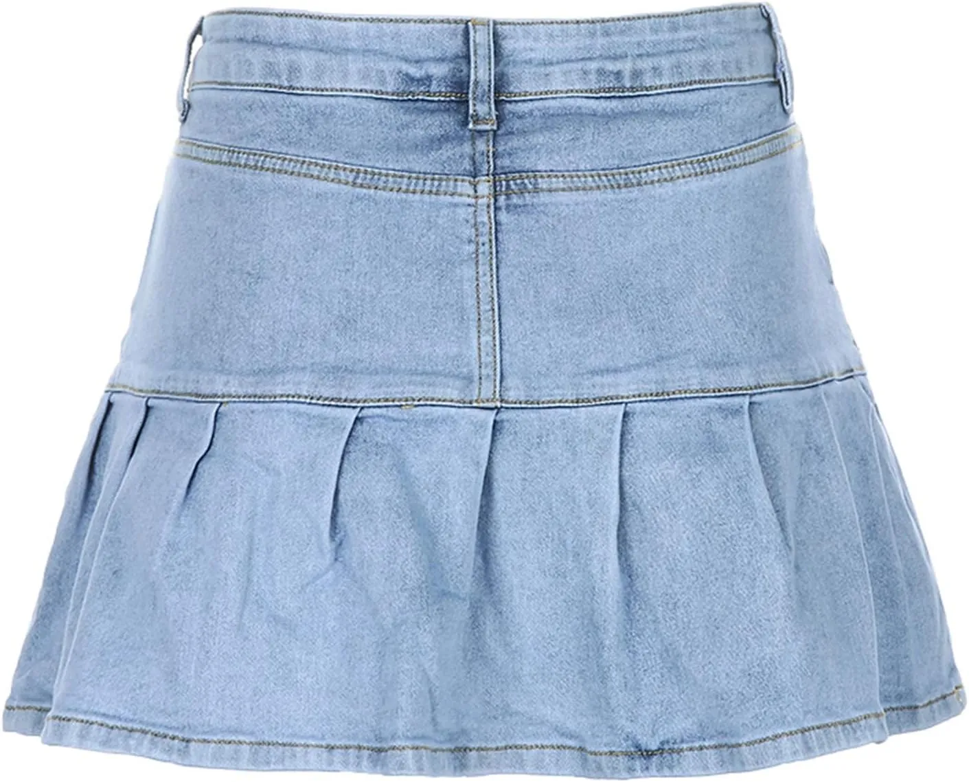 Women's High Waisted Jean Skirt Casual Mini Flared Skater Denim Skirt with Shorts