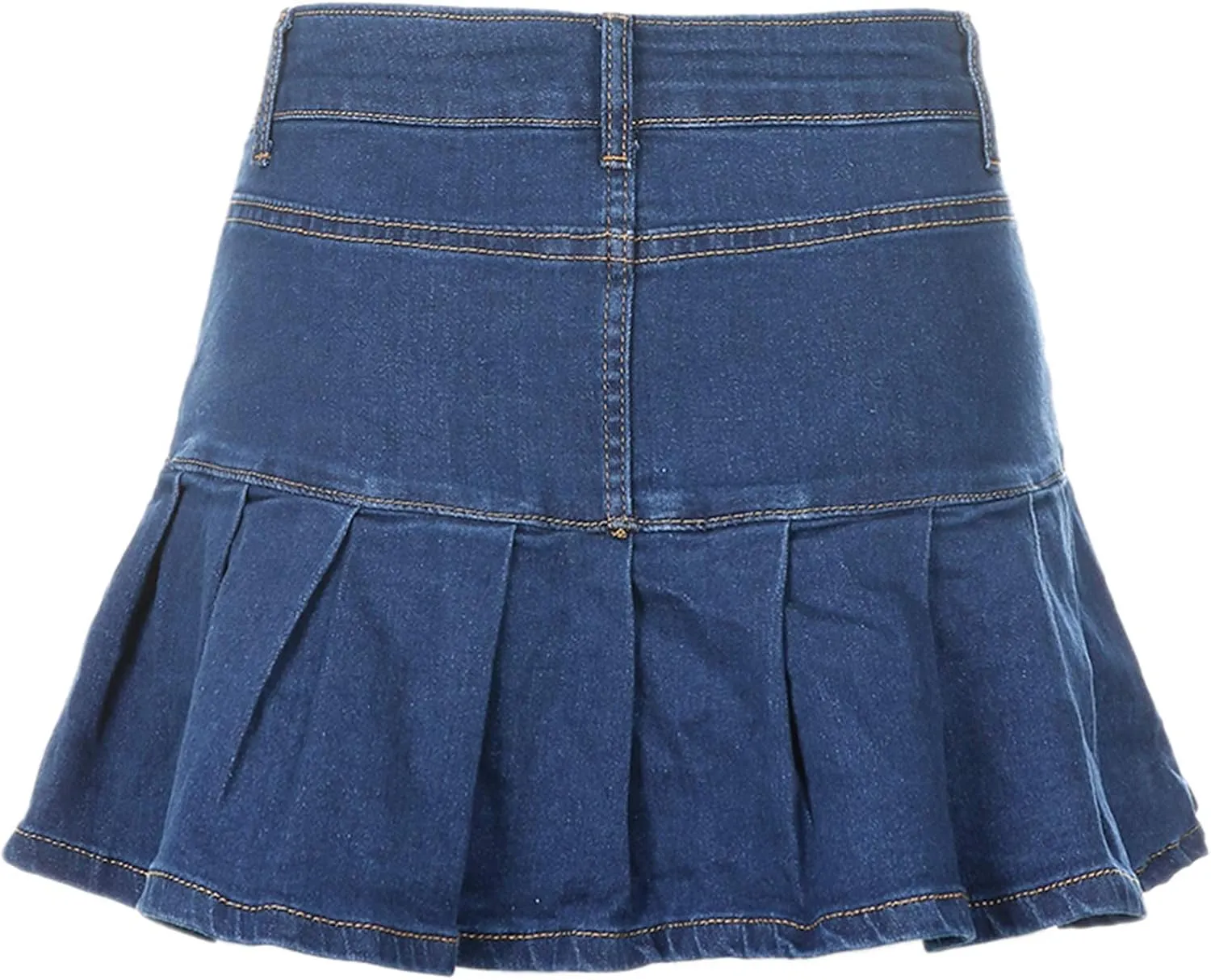 Women's High Waisted Jean Skirt Casual Mini Flared Skater Denim Skirt with Shorts