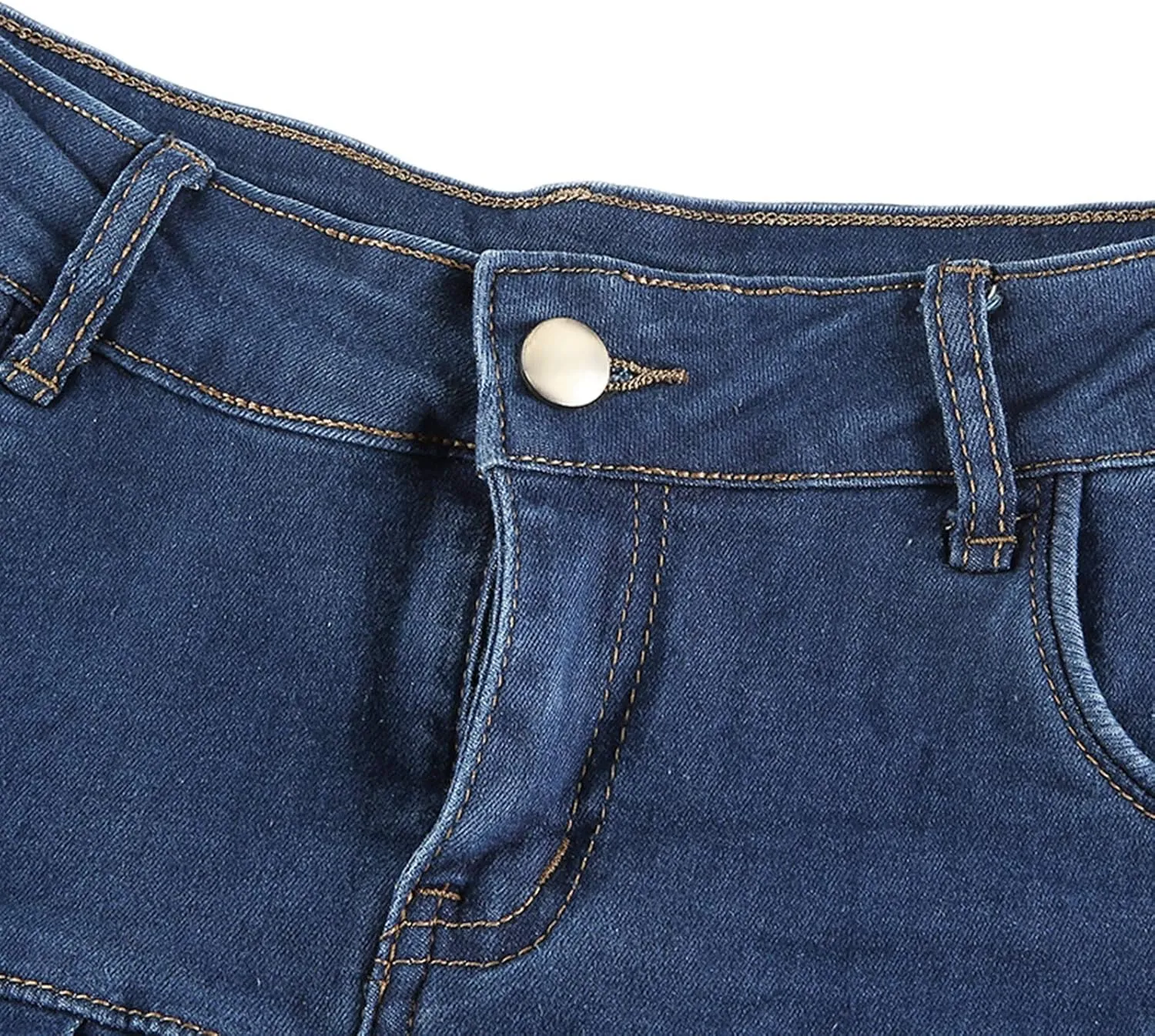Women's High Waisted Jean Skirt Casual Mini Flared Skater Denim Skirt with Shorts